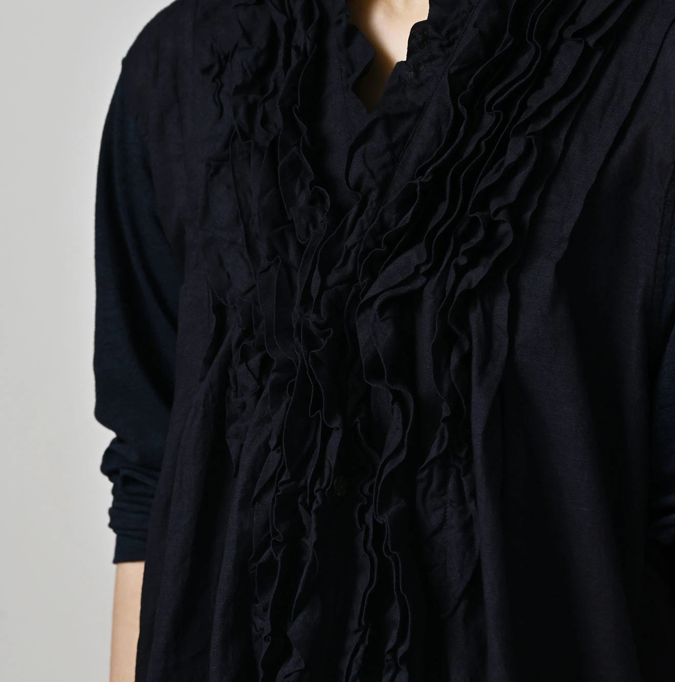 45R Indigo Plain Weave x Jersey Frilled Cache-Coeur - Image 7