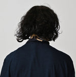 45R Indigo Plain Weave x Jersey Frilled Cache-Coeur