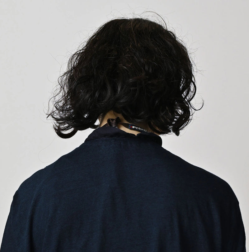 45R Indigo Plain Weave x Jersey Frilled Cache-Coeur - Image 8