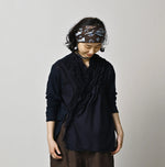 45R Indigo Plain Weave x Jersey Frilled Cache-Coeur