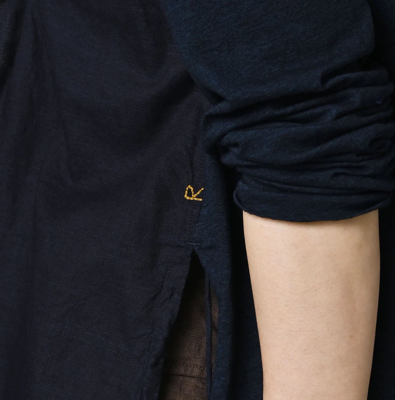 45R Indigo Plain Weave x Jersey Frilled Cache-Coeur - Image 11