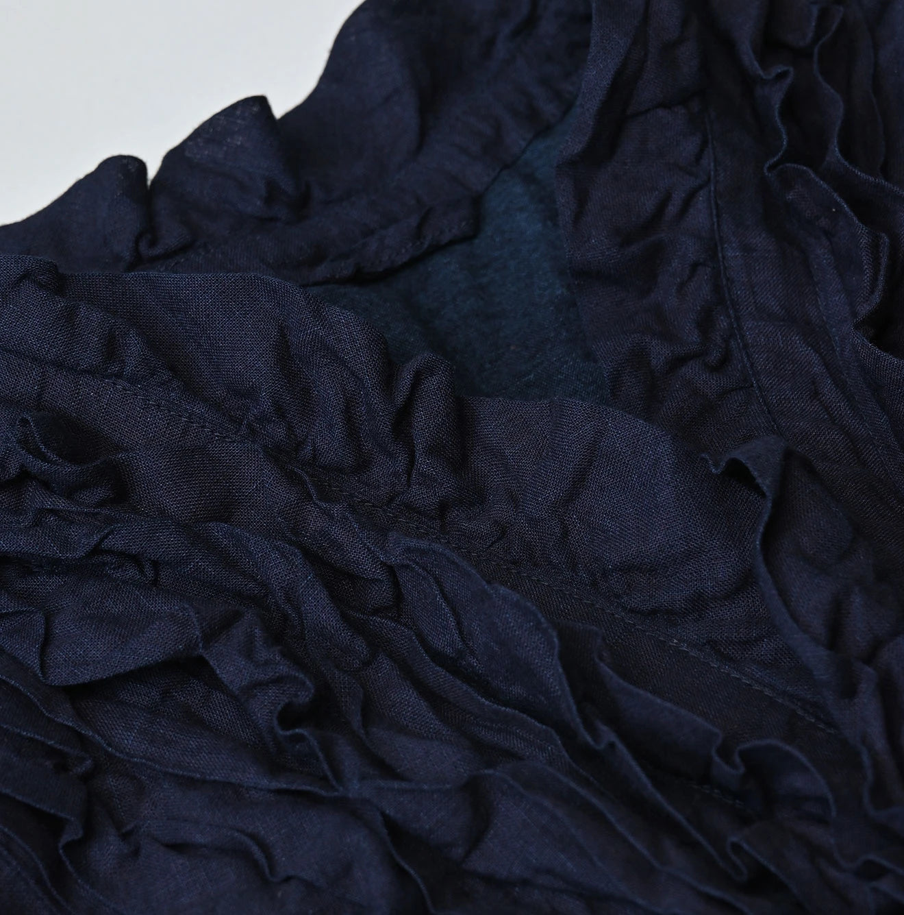 45R Indigo Plain Weave x Jersey Frilled Cache-Coeur - Image 16