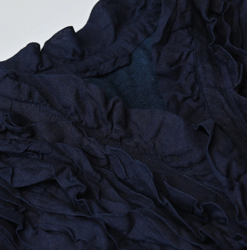 45R Indigo Plain Weave x Jersey Frilled Cache-Coeur - Image 16