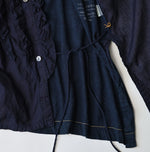 45R Indigo Plain Weave x Jersey Frilled Cache-Coeur