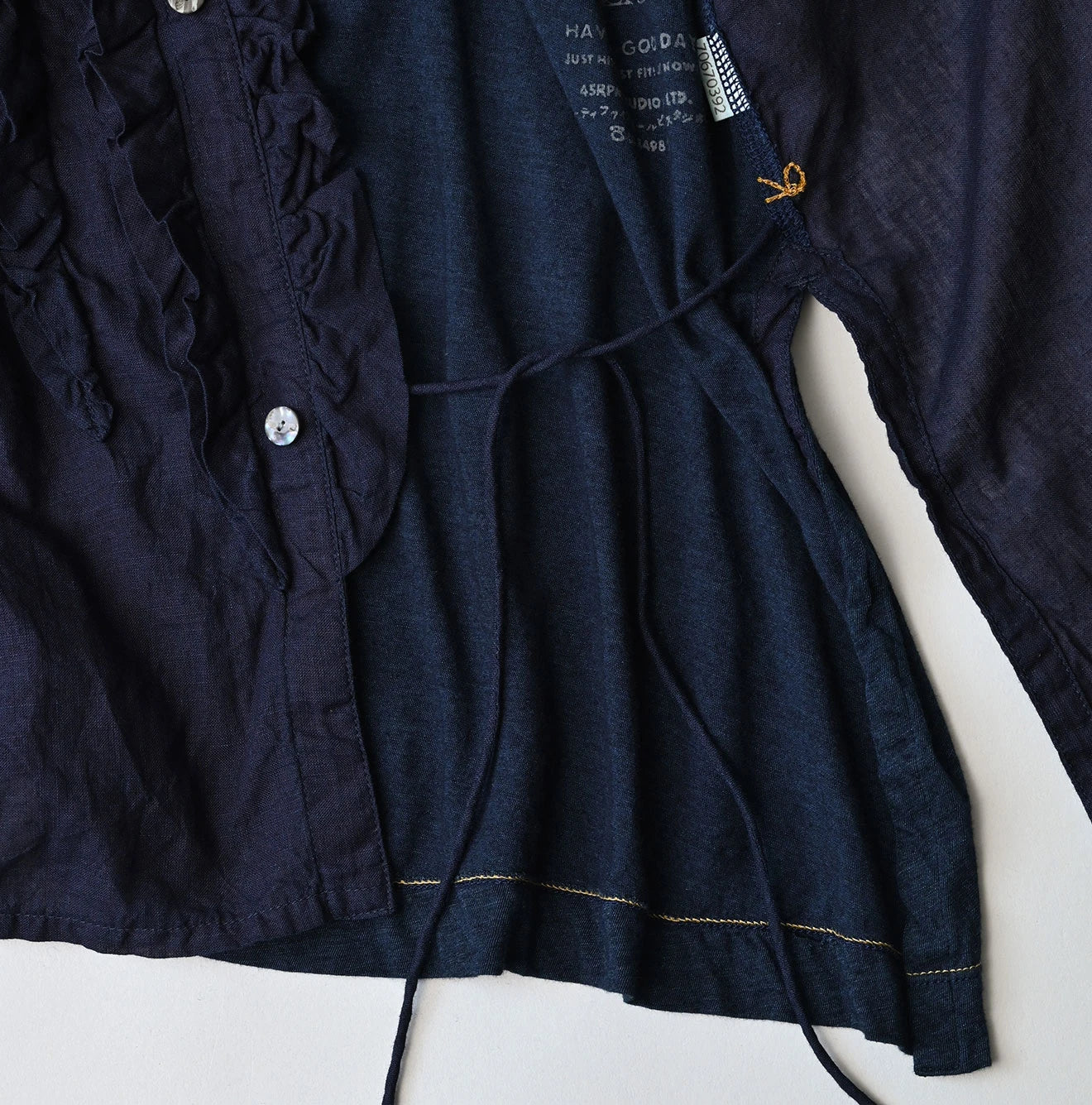 45R Indigo Plain Weave x Jersey Frilled Cache-Coeur - Image 20