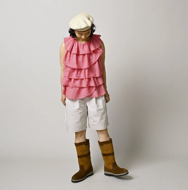 45R Plain Weave x Jersey Frilled Camisole