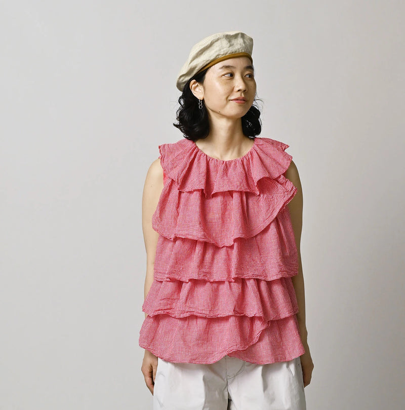 45R Plain Weave x Jersey Frilled Camisole - Image 5