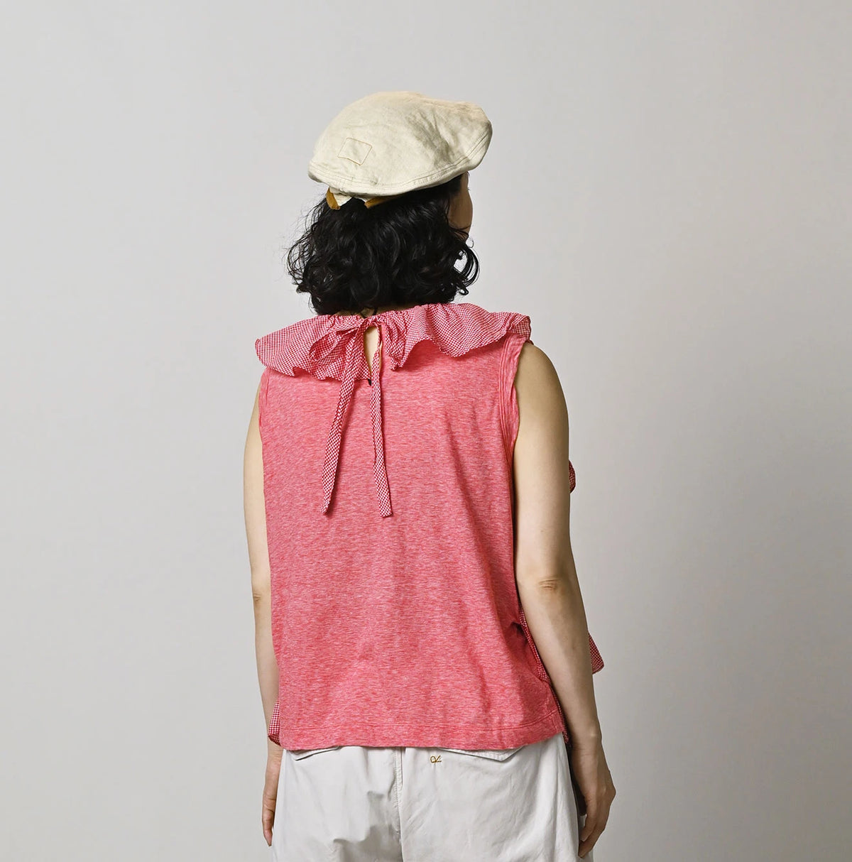 45R Plain Weave x Jersey Frilled Camisole