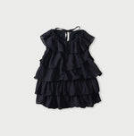 45R Indigo Plain Weave x Jersey Frilled Camisole