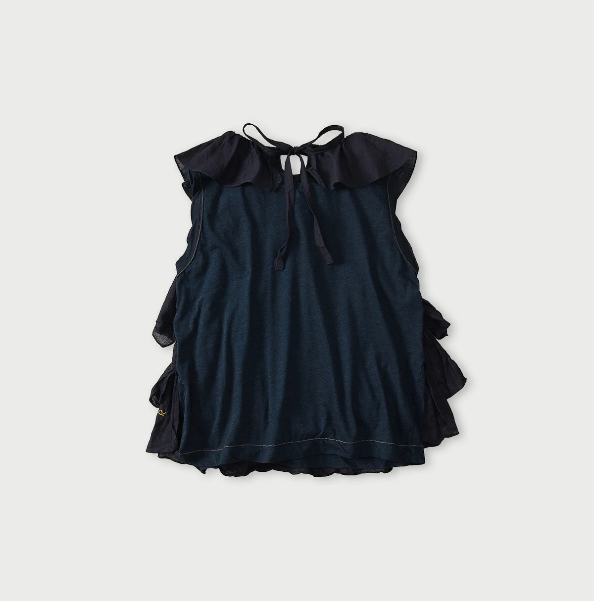 45R Indigo Plain Weave x Jersey Frilled Camisole