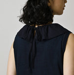 45R Indigo Plain Weave x Jersey Frilled Camisole