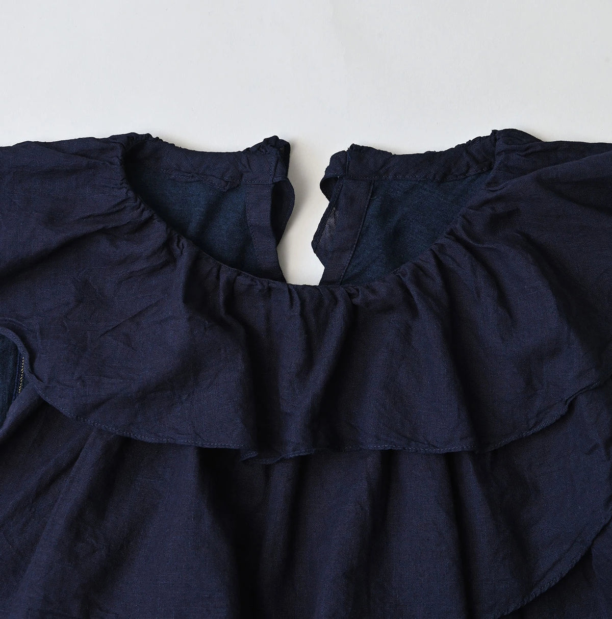 45R Indigo Plain Weave x Jersey Frilled Camisole