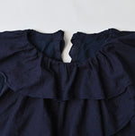 45R Indigo Plain Weave x Jersey Frilled Camisole