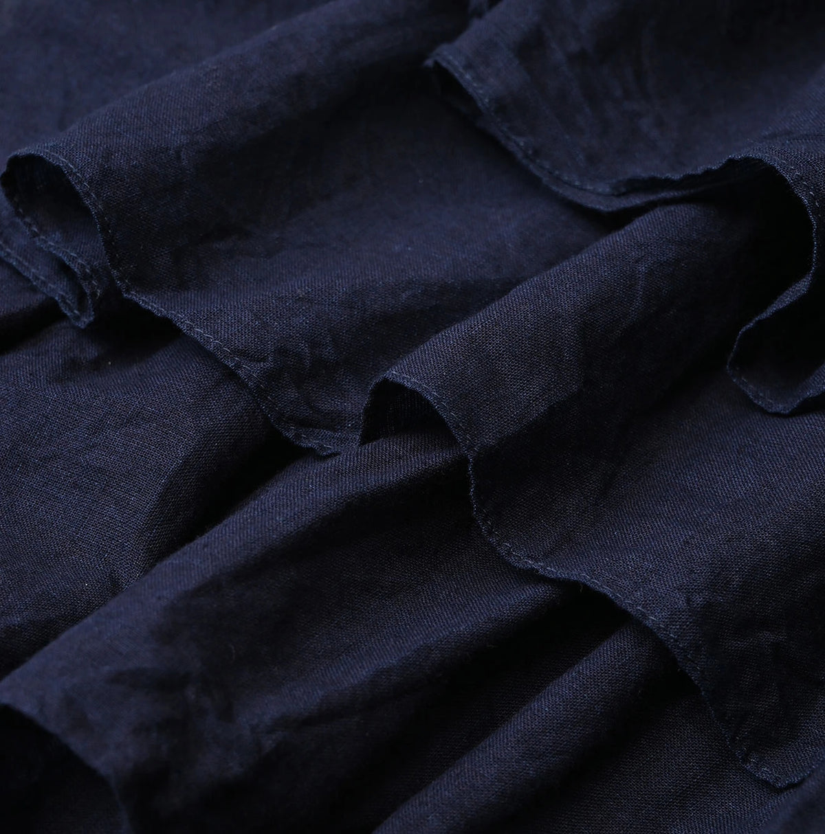 45R Indigo Plain Weave x Jersey Frilled Camisole