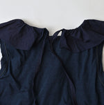 45R Indigo Plain Weave x Jersey Frilled Camisole