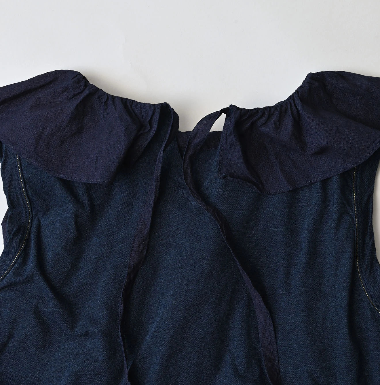 45R Indigo Plain Weave x Jersey Frilled Camisole - Image 15