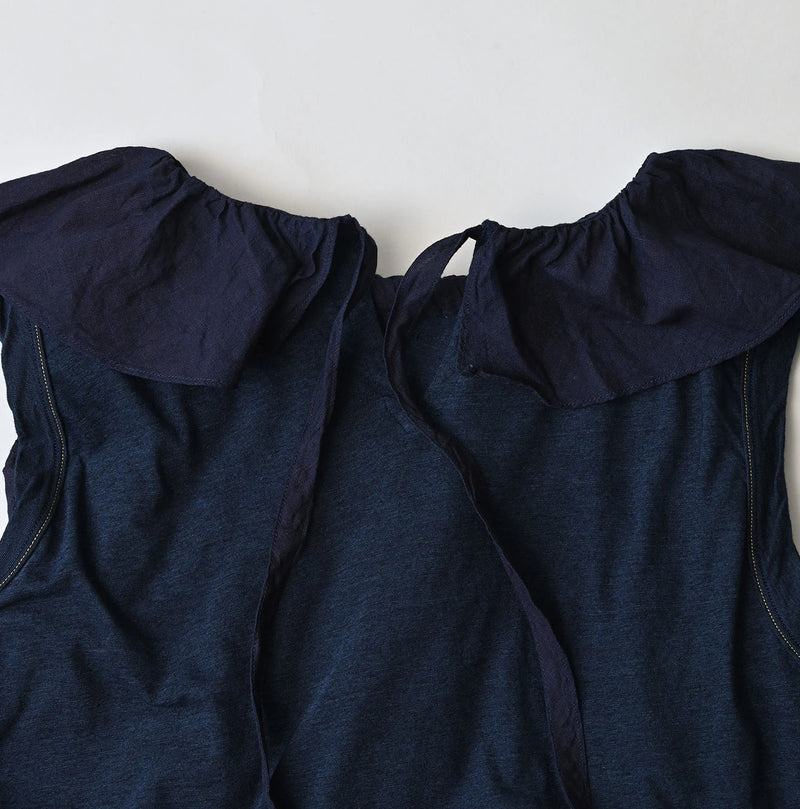 45R Indigo Plain Weave x Jersey Frilled Camisole - Image 15