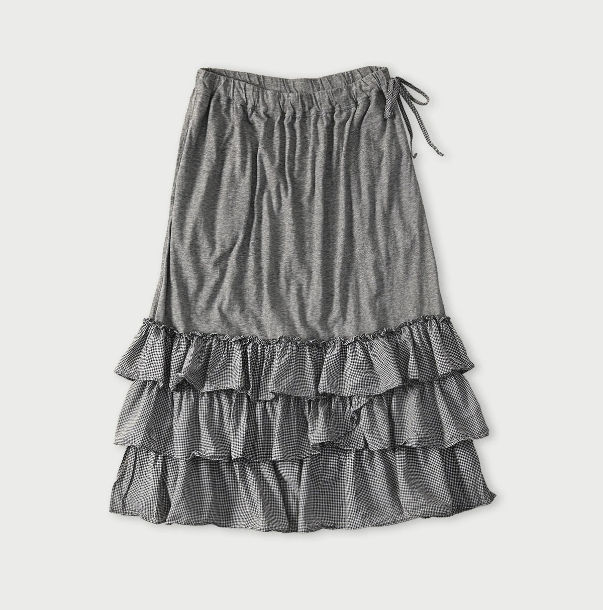 45R Plain Weave x Jersey Frilled Skirt