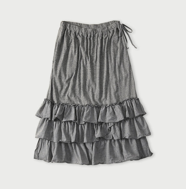 45R Plain Weave x Jersey Frilled Skirt