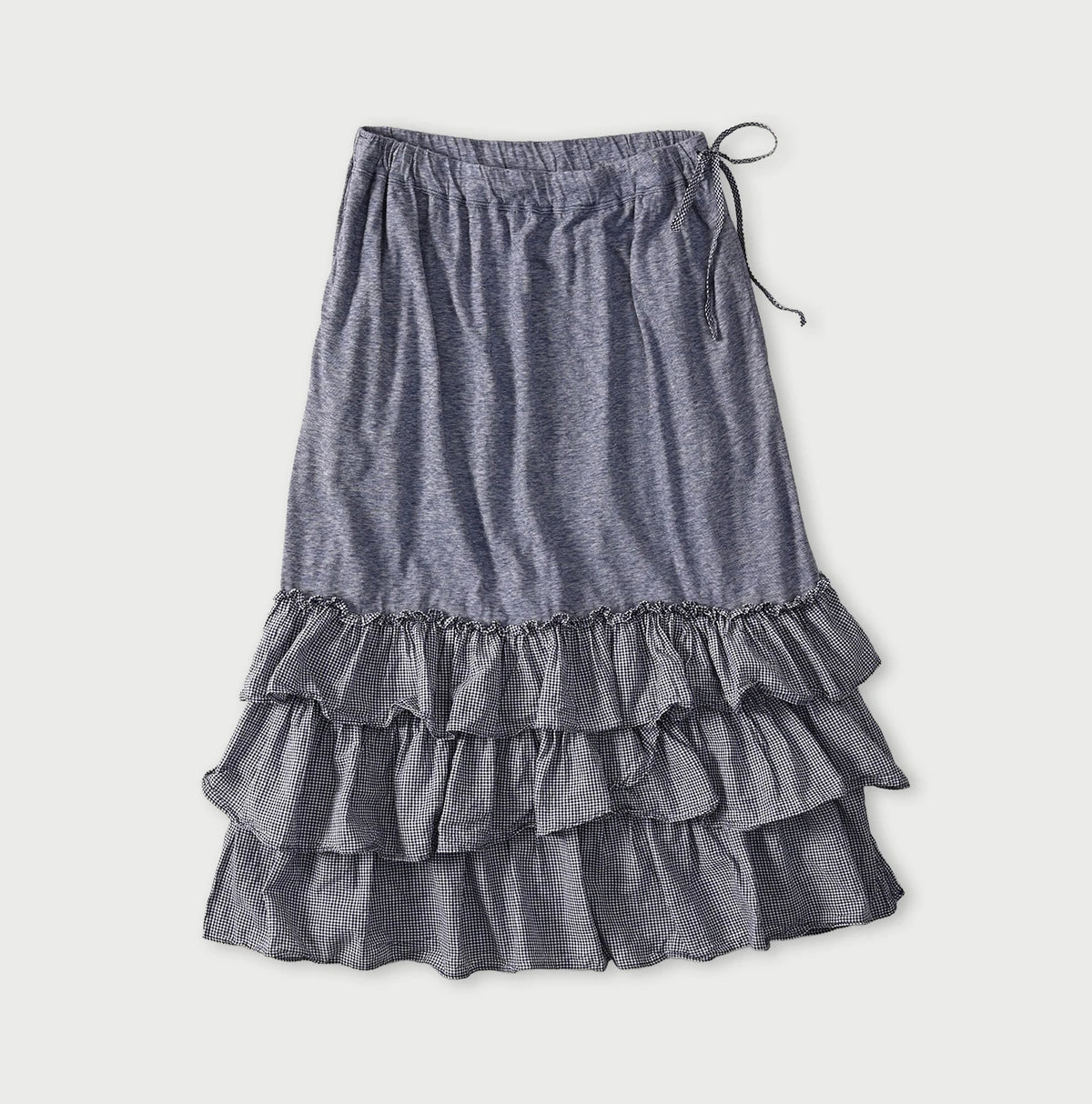 45R Plain Weave x Jersey Frilled Skirt