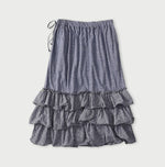45R Plain Weave x Jersey Frilled Skirt