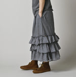 45R Plain Weave x Jersey Frilled Skirt