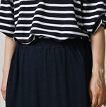45R Indigo Plain Weave x Jersey Frilled Skirt