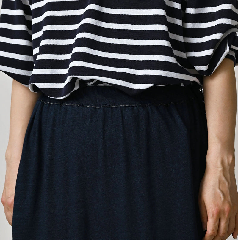 45R Indigo Plain Weave x Jersey Frilled Skirt - Image 6