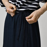 45R Indigo Plain Weave x Jersey Frilled Skirt