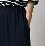 45R Indigo Plain Weave x Jersey Frilled Skirt