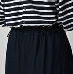 45R Indigo Plain Weave x Jersey Frilled Skirt