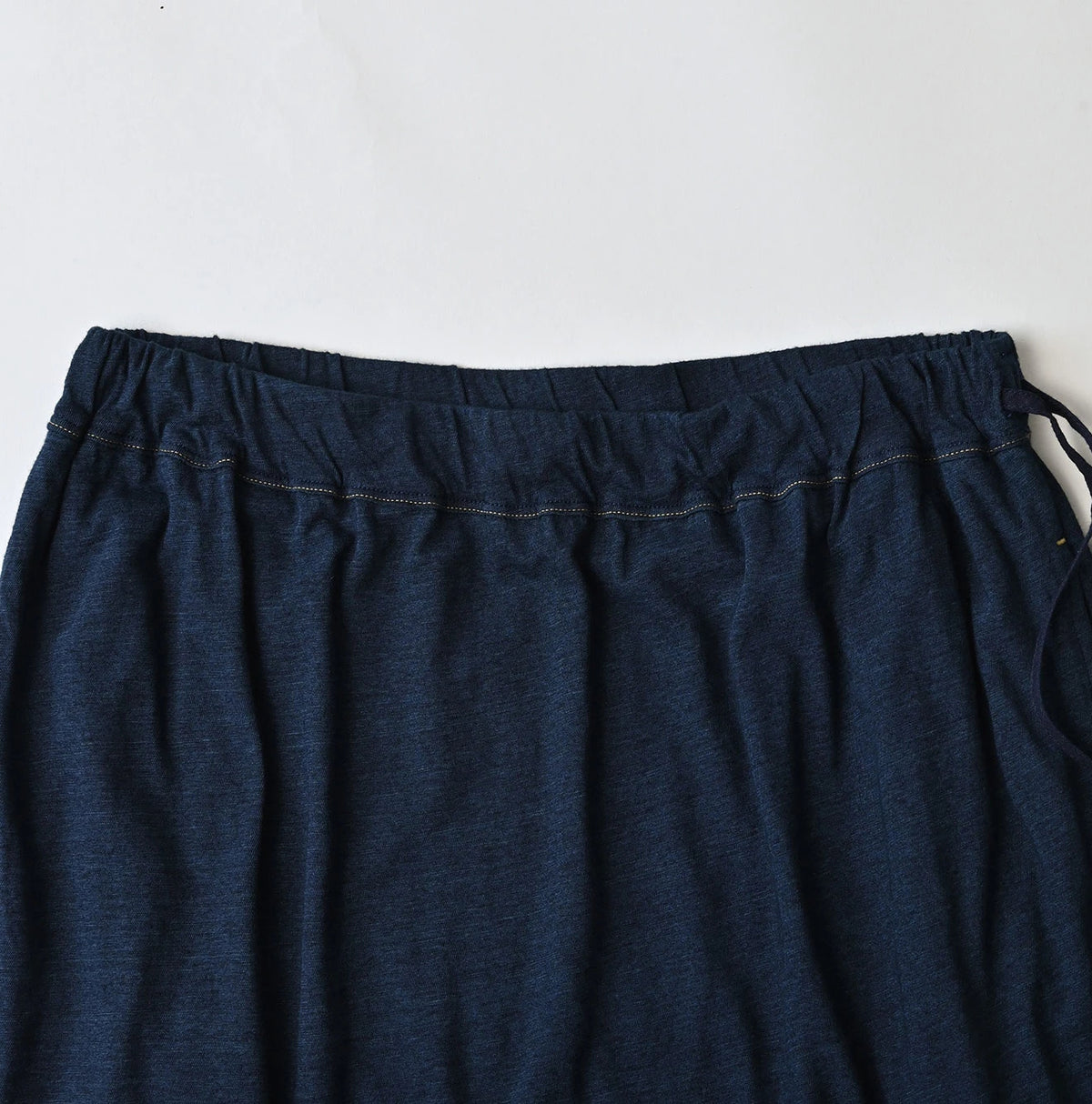 45R Indigo Plain Weave x Jersey Frilled Skirt