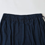 45R Indigo Plain Weave x Jersey Frilled Skirt
