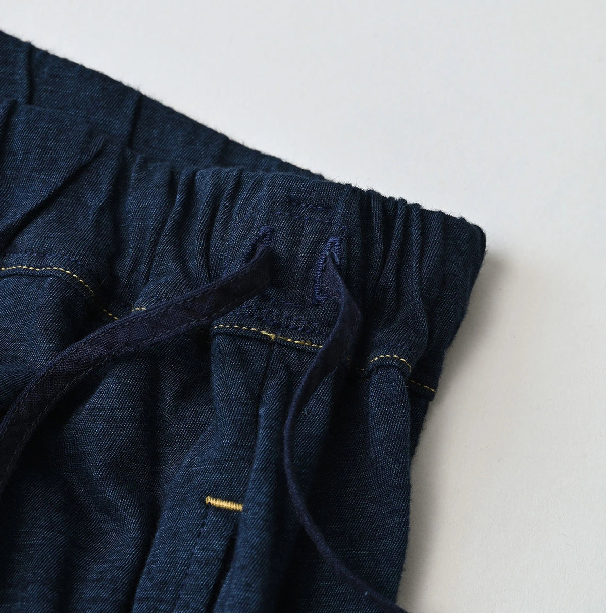 45R Indigo Plain Weave x Jersey Frilled Skirt