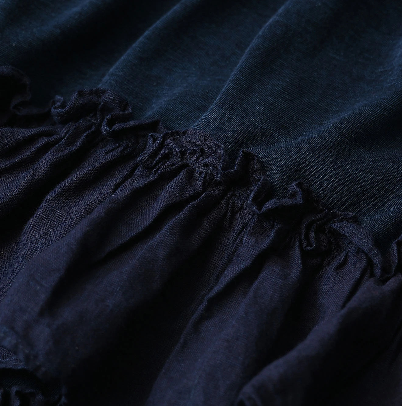 45R Indigo Plain Weave x Jersey Frilled Skirt - Image 15