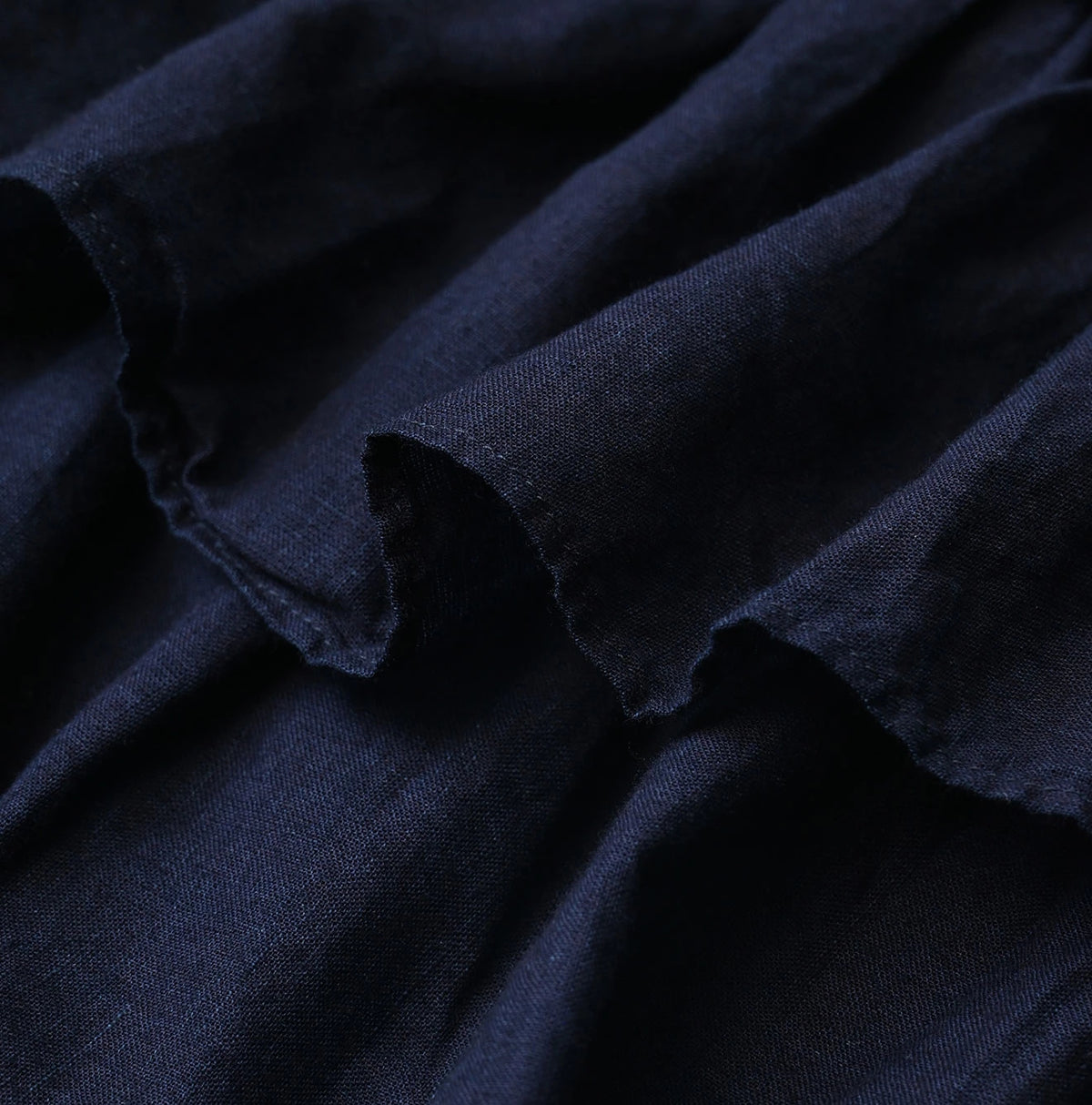 45R Indigo Plain Weave x Jersey Frilled Skirt
