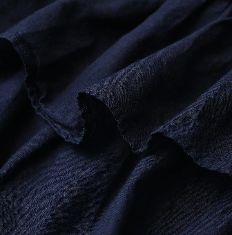 45R Indigo Plain Weave x Jersey Frilled Skirt - Image 16