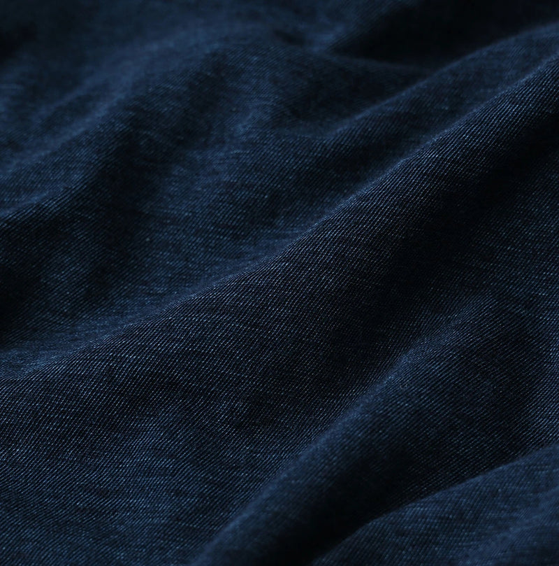 45R Indigo Plain Weave x Jersey Frilled Skirt - Image 17