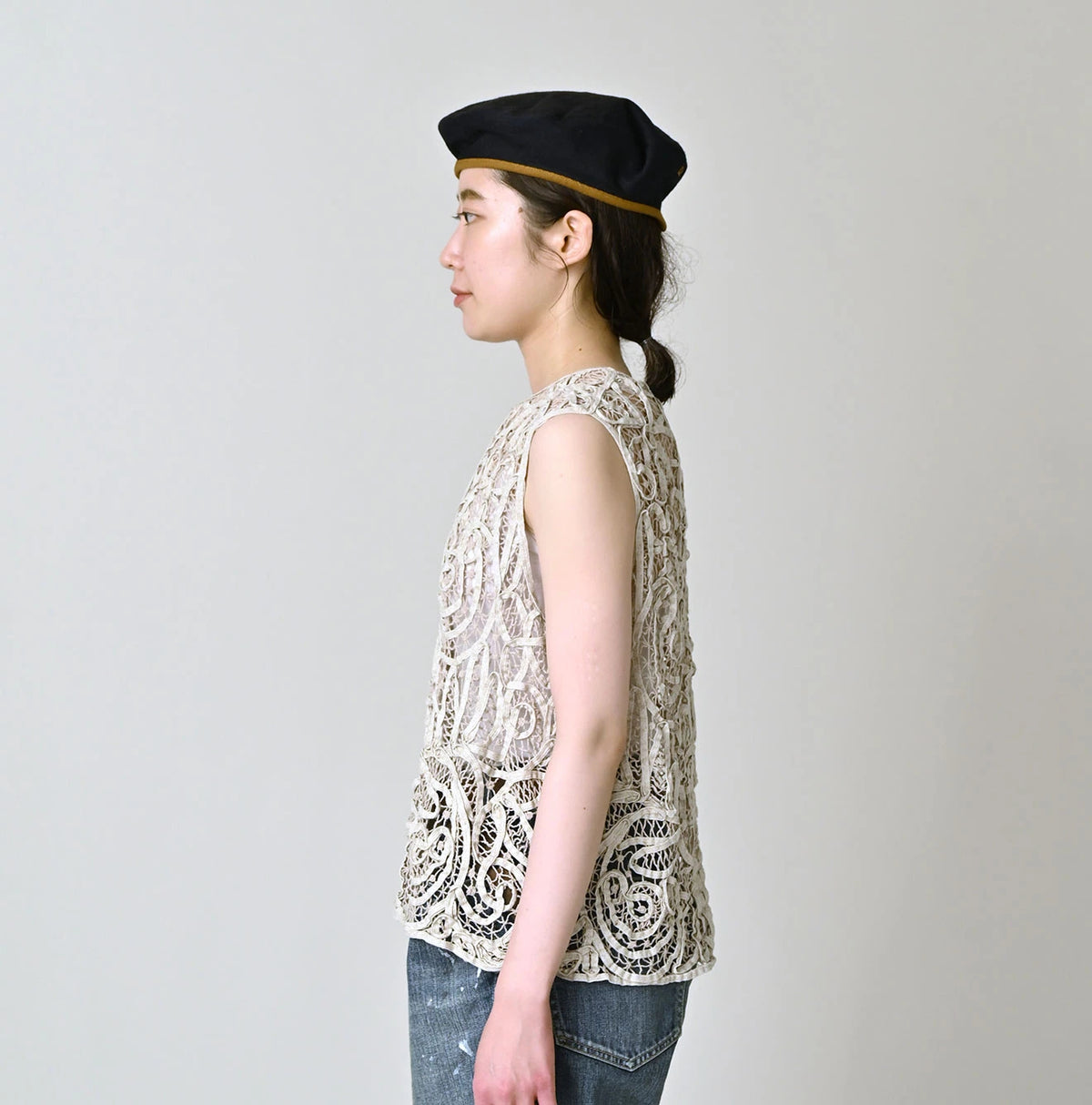 45R Linen Ribbon Batten Lace Camisole