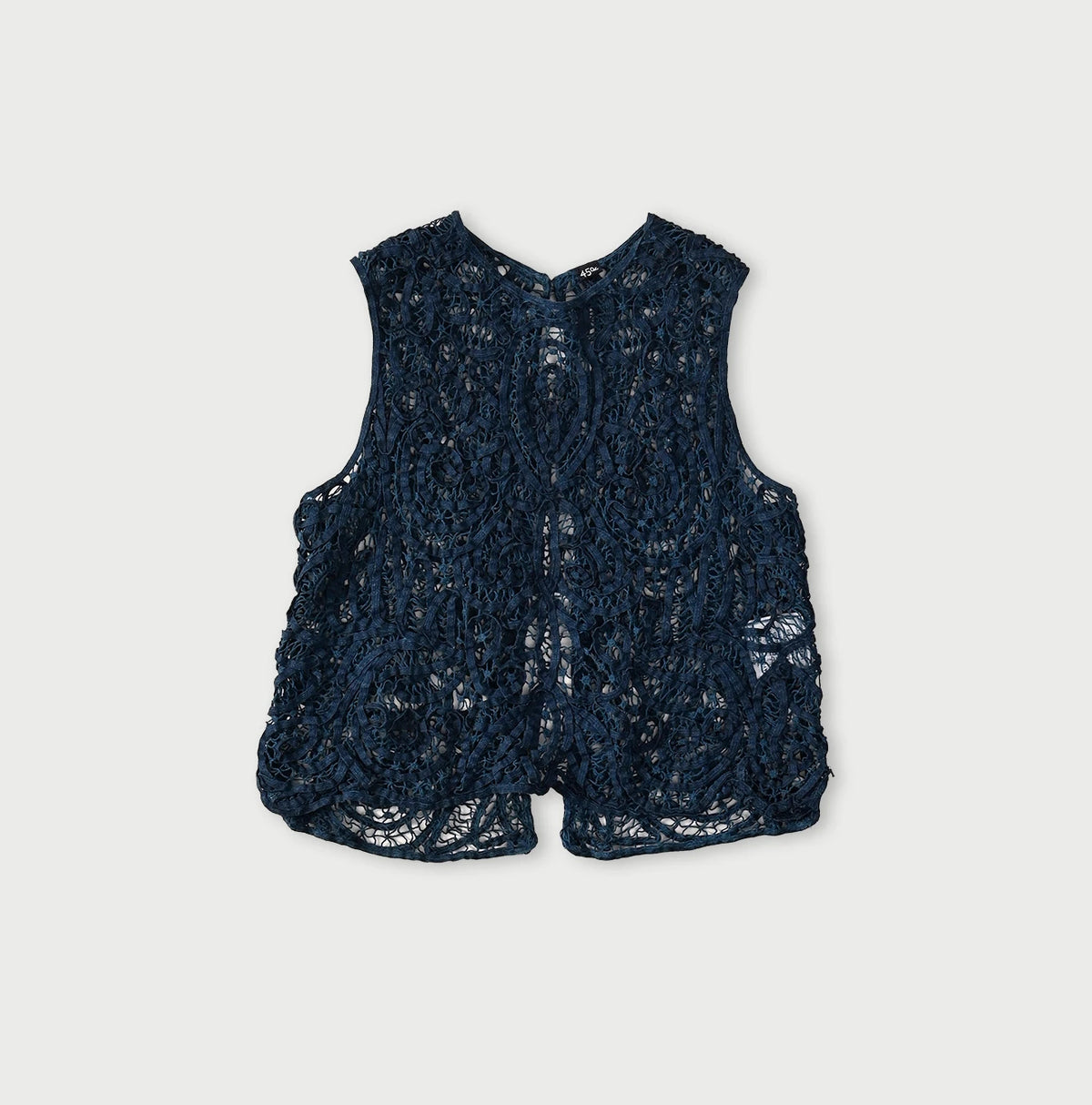 45R Ai Indigo Linen Ribbon Batten Lace Camisole