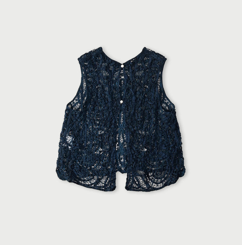 45R Ai Indigo Linen Ribbon Batten Lace Camisole - Image 12
