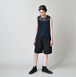 45R Ai Indigo Linen Ribbon Batten Lace Camisole