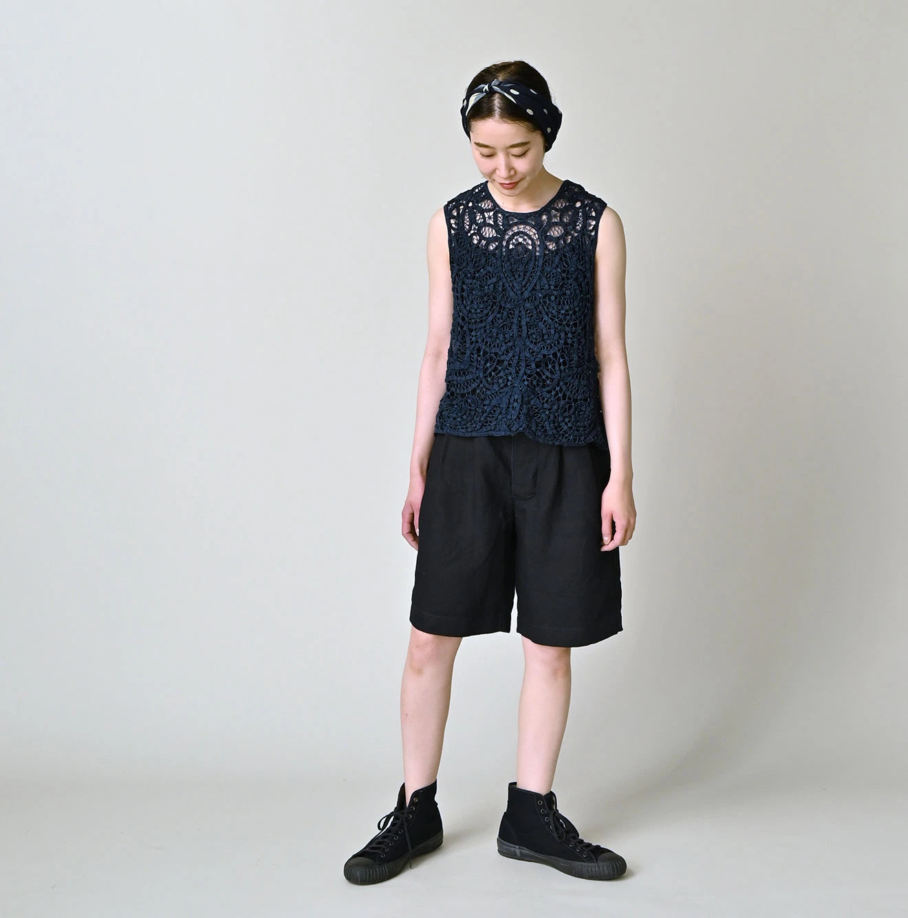 45R Ai Indigo Linen Ribbon Batten Lace Camisole - Image 2