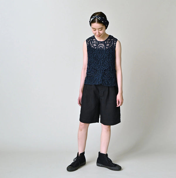 45R Ai Indigo Linen Ribbon Batten Lace Camisole