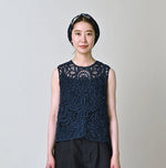 45R Ai Indigo Linen Ribbon Batten Lace Camisole