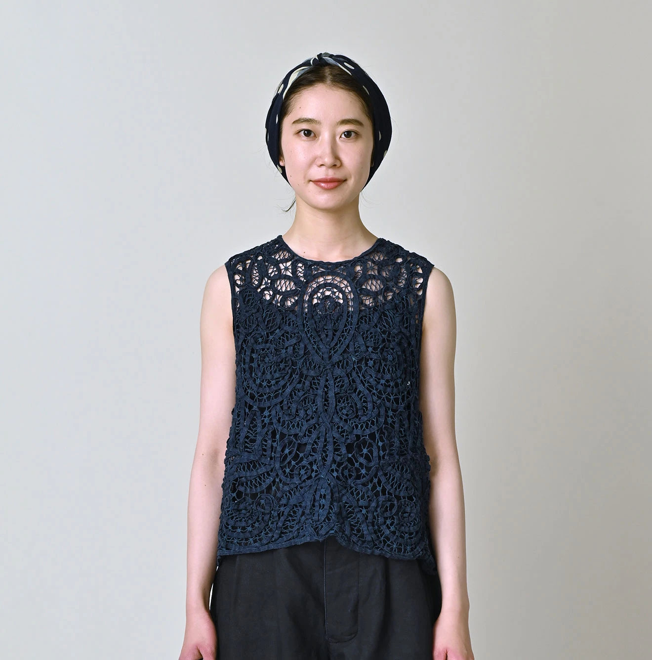 45R Ai Indigo Linen Ribbon Batten Lace Camisole - Image 3
