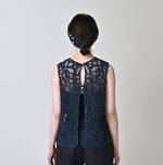 45R Ai Indigo Linen Ribbon Batten Lace Camisole