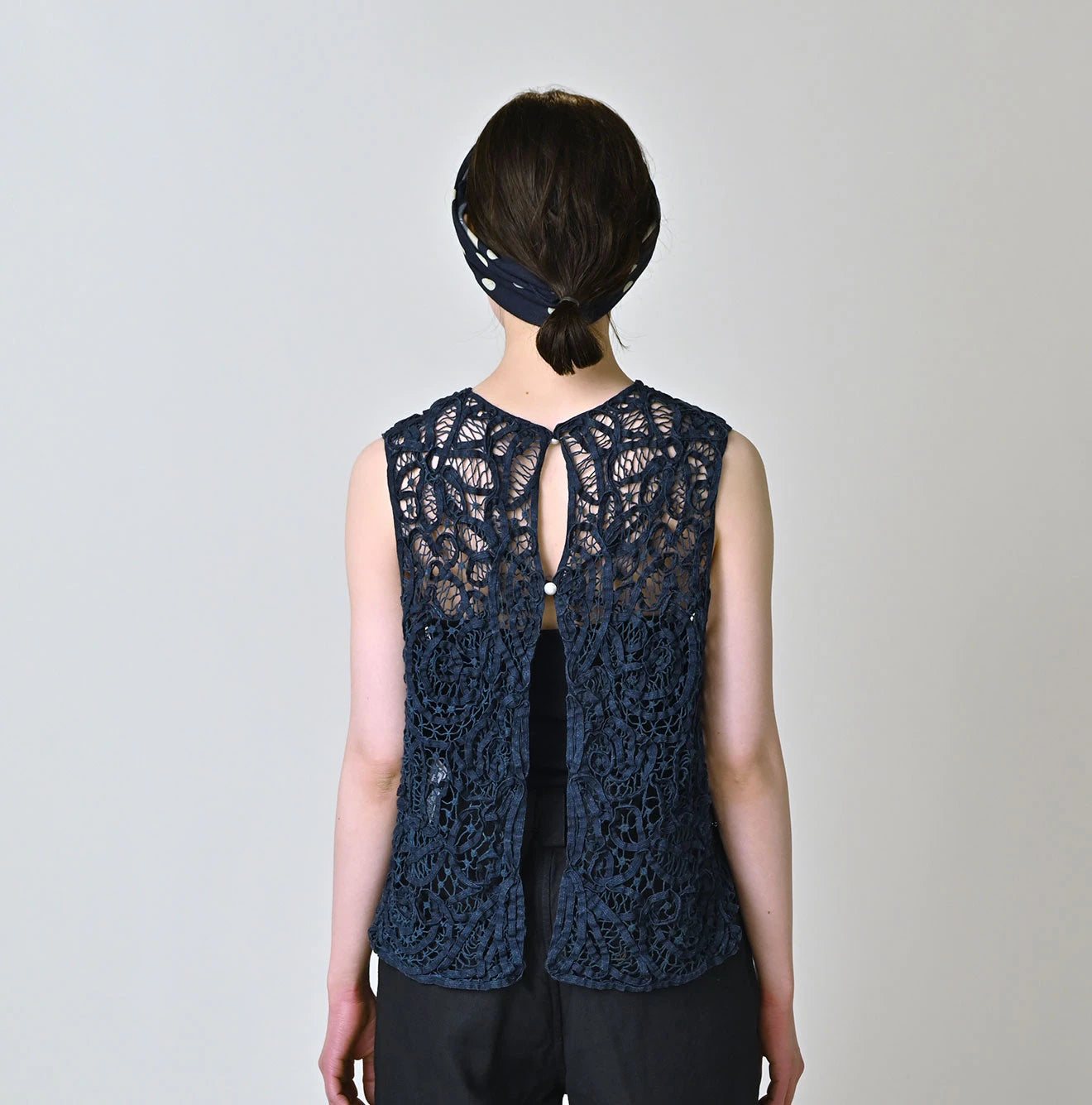 45R Ai Indigo Linen Ribbon Batten Lace Camisole - Image 5