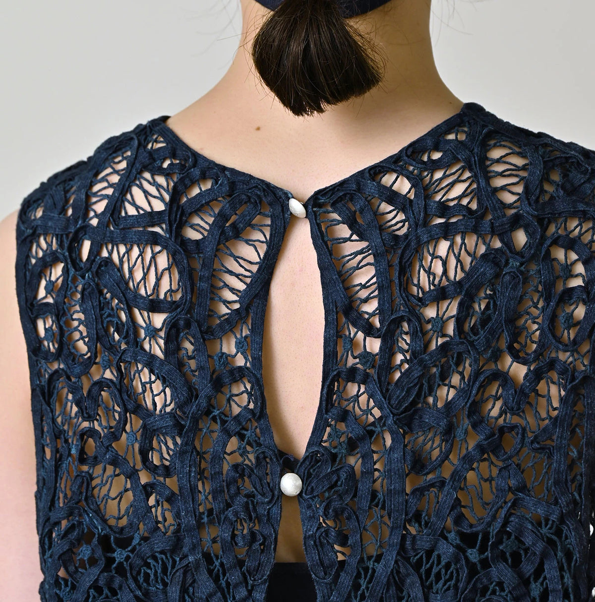 45R Ai Indigo Linen Ribbon Batten Lace Camisole