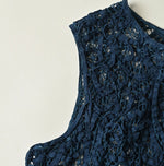 45R Ai Indigo Linen Ribbon Batten Lace Camisole